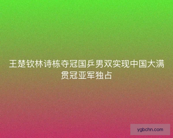 王楚钦林诗栋夺冠国乒男双实现中国大满贯冠亚军独占 王楚钦林诗栋夺冠国乒男双实现中国大满贯冠亚军独占